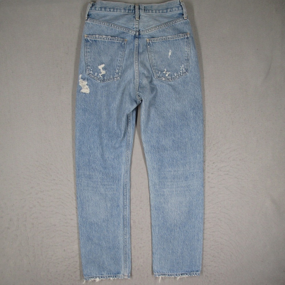 AGOLDE Womens 90s Mid Straight Distressed Button Fly Jeans Light Wash Size 24 - Picture 12 of 13
